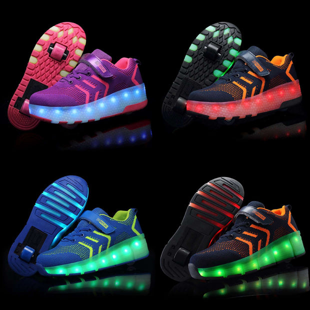 LED Light-emitting Rechargeable Roller Skates For Boys And Girls