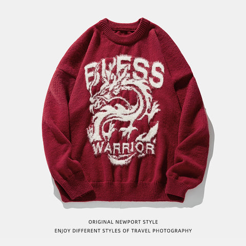 Round Neck Brocade Sweater Men And Women Same Style Winter Couple Dragon Year Theme